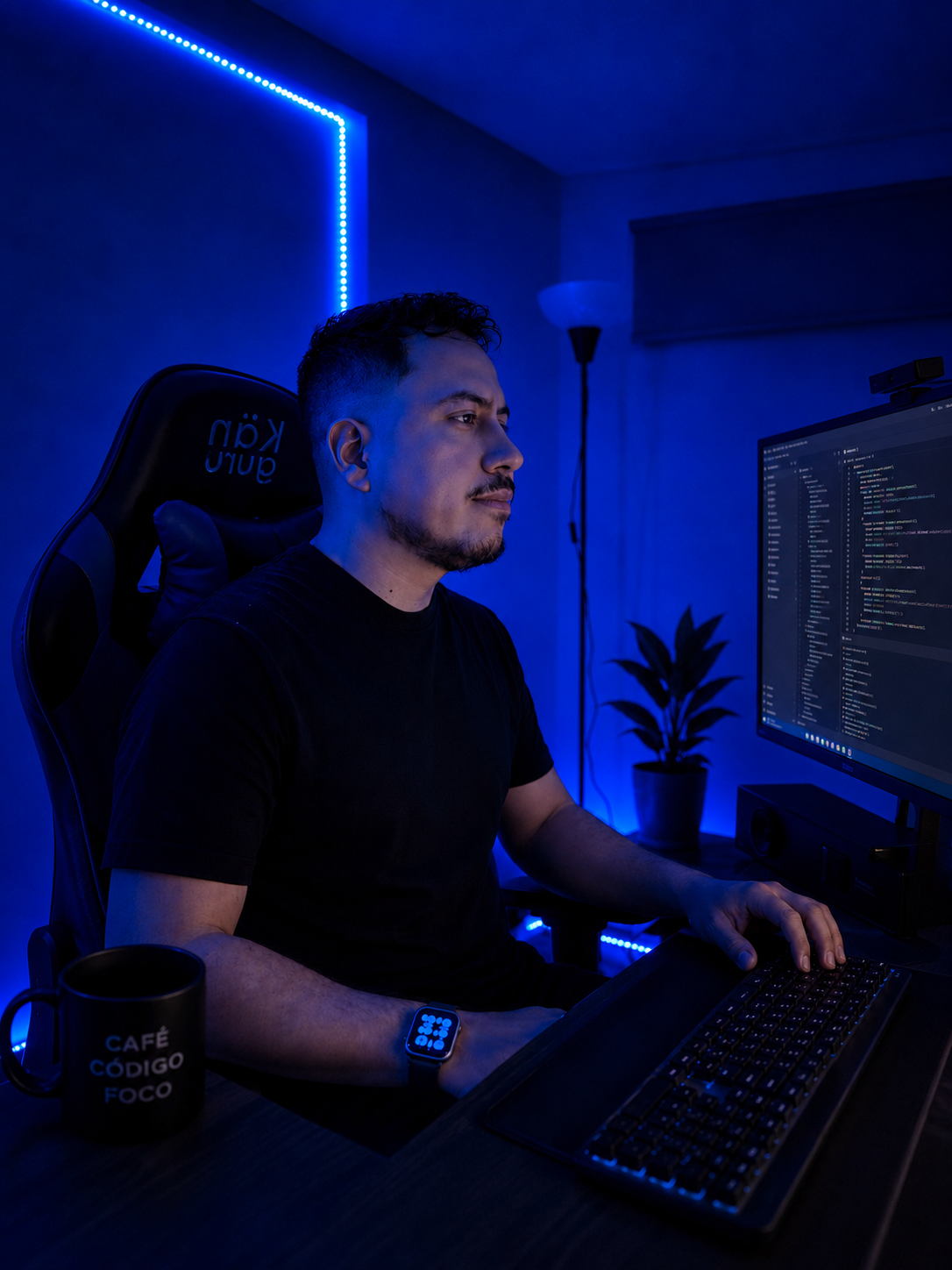Duber Ruiz en su estudio de desarrollo en Medellín